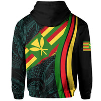 Hawaii Polynesian Kanaka Flag Hoodie Zip Turquoise Ten Style - Polynesian Pride