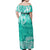 Polynesian Off Shoulder Long Dress Tapa Plumeria Style - Turquoise LT7 - Polynesian Pride