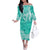 Polynesian Long Sleeves Long Dress Tapa Plumeria Style - Turquoise LT7 Women Turquoise - Polynesian Pride