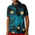 Custom Hawaii Polo Shirt Hawaiian Turtle Plumeria Mixed Polynesian Turquoise Style LT9 Kid Turquoise - Polynesian Pride