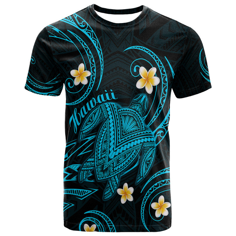 Hawaii T Shirt Hawaiian Turtle Plumeria Mixed Polynesian Turquoise Style LT9 Adult Turquoise - Polynesian Pride