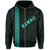 Polynesian Kakau Turtle Ohana Map of Hawaii Zip Hoodie Turquoise - Polynesian Pride