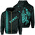 Polynesian Kakau Turtle Ohana Map of Hawaii Zip Hoodie Turquoise Unisex Turquoise - Polynesian Pride