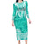 Polynesian Long Sleeves Bodycon Dress Tapa Plumeria Style - Turquoise LT7 Polyester/spandex Turquoise - Polynesian Pride