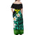 Hawaii Off Shoulder Dress - Banana Leaf With Plumeria Flowers Turquoise - LT12 - Polynesian Pride