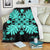 Hawaiian Quilt Maui Plant And Hibiscus Premium Blanket - Turquoise Black - AH White - Polynesian Pride