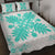 Hawaiian Quilt Maui Plant And Hibiscus Pattern Quilt Bed Set - Turquoise White - AH - Polynesian Pride