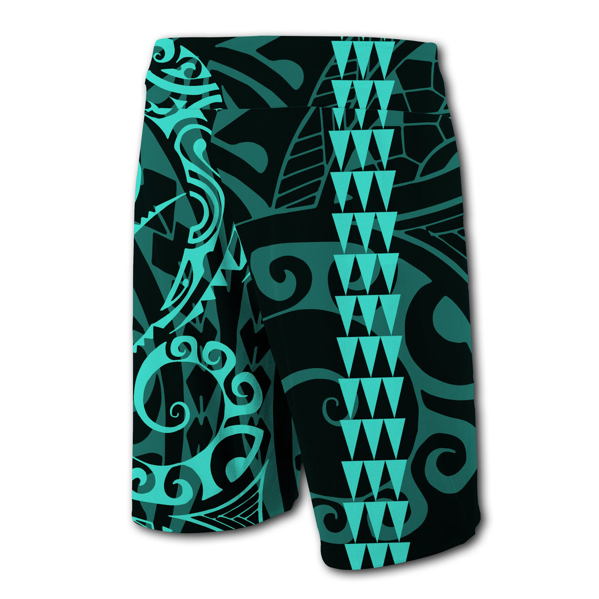 Hawaii Kakau Polynesian Kanaka Board Shorts - Turquoisse - Snapy Style - Polynesian Pride