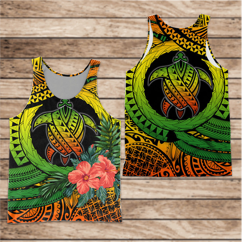 Polynesian Turtle Men Tank Top Circle Turtle Hibiscus Reggae LT9 Reggae - Polynesian Pride