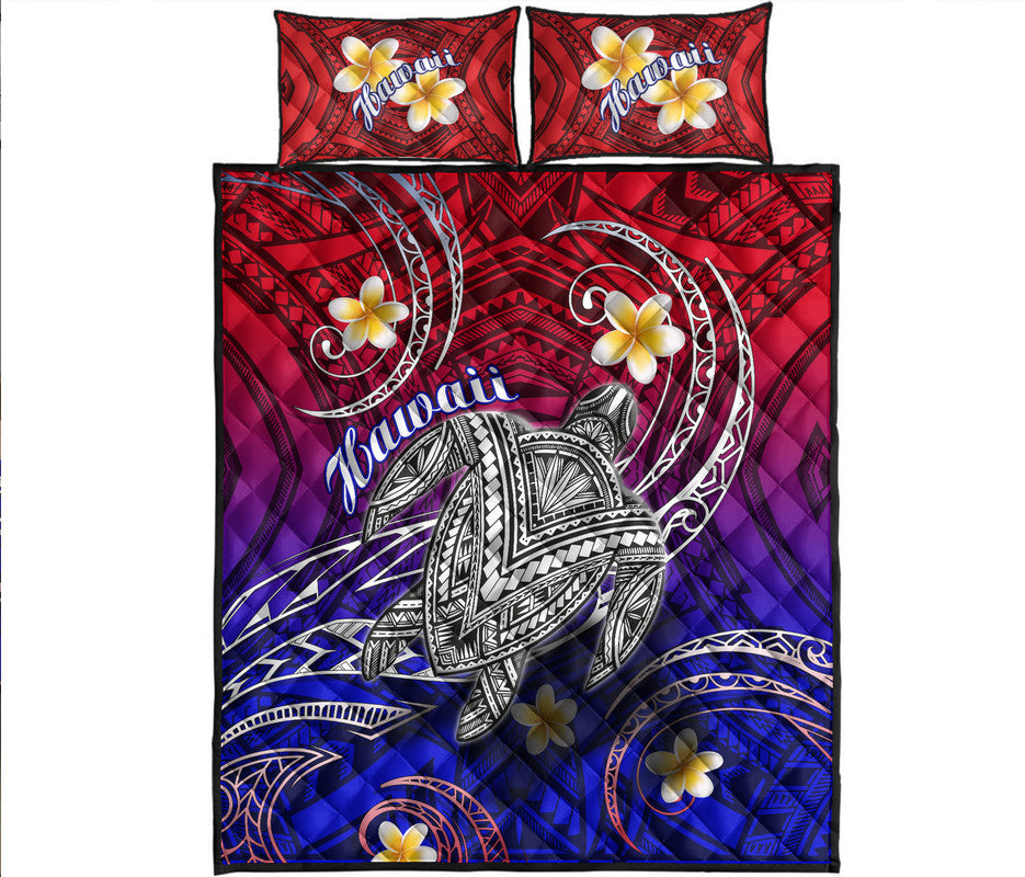 Hawaii Quilt Bed Set Hawaiian Turtle Plumeria Mixed Polynesian Style LT9 Gradient - Polynesian Pride