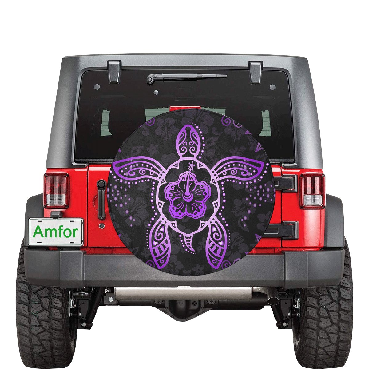 Turtle Hibiscus Violet Spare Tire Cover AH Violet - Polynesian Pride