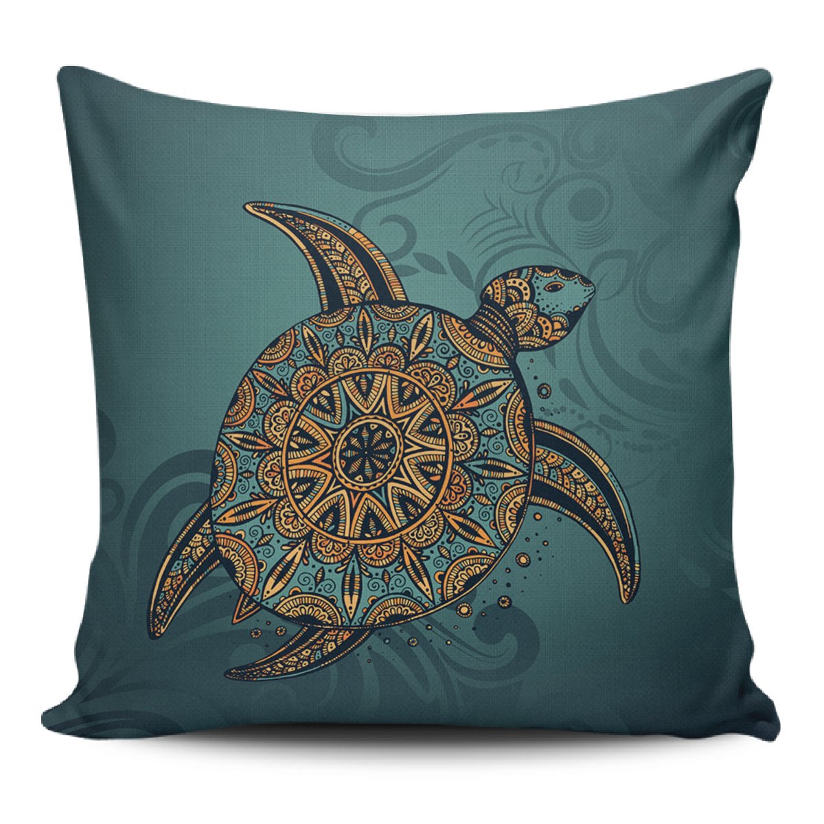 Turtle Flower Pattern Culture Pillow Covers One Size Zippered Pillow Case 18"x18"(Twin Sides) Black - Polynesian Pride