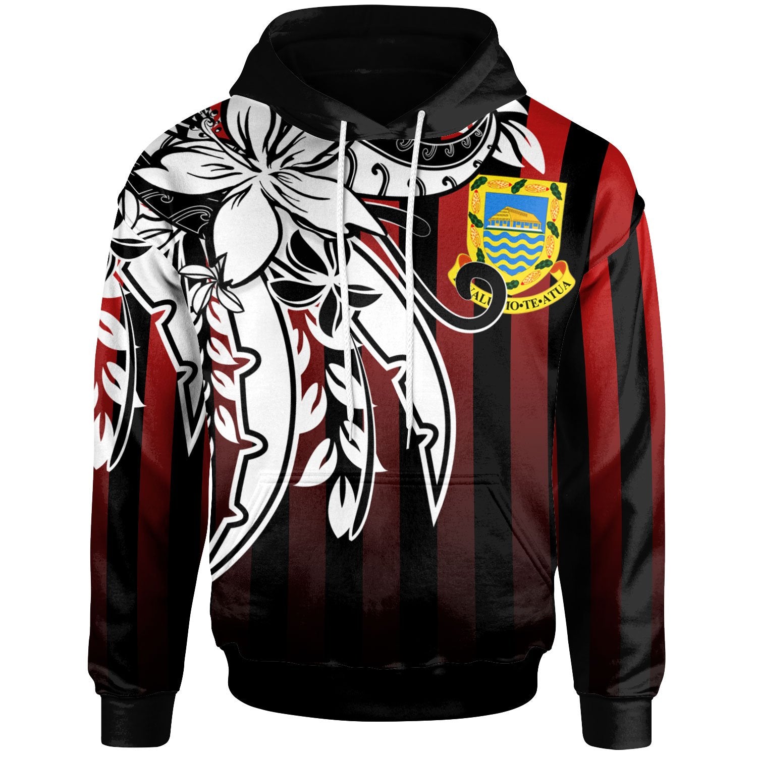 Tuvalu Hoodie Vertical Stripes Style Unisex Red - Polynesian Pride