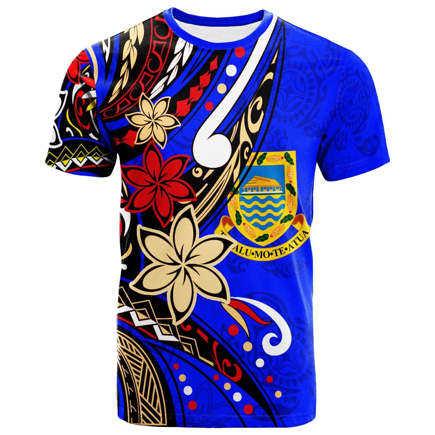 Tuvalu T Shirt Tribal Flower With Special Turtles Dark Blue Color Unisex Dark Blue - Polynesian Pride