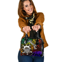 Tuvalu Custom Personalised Shoulder Handbag - Rainbow Polynesian Pattern - Polynesian Pride