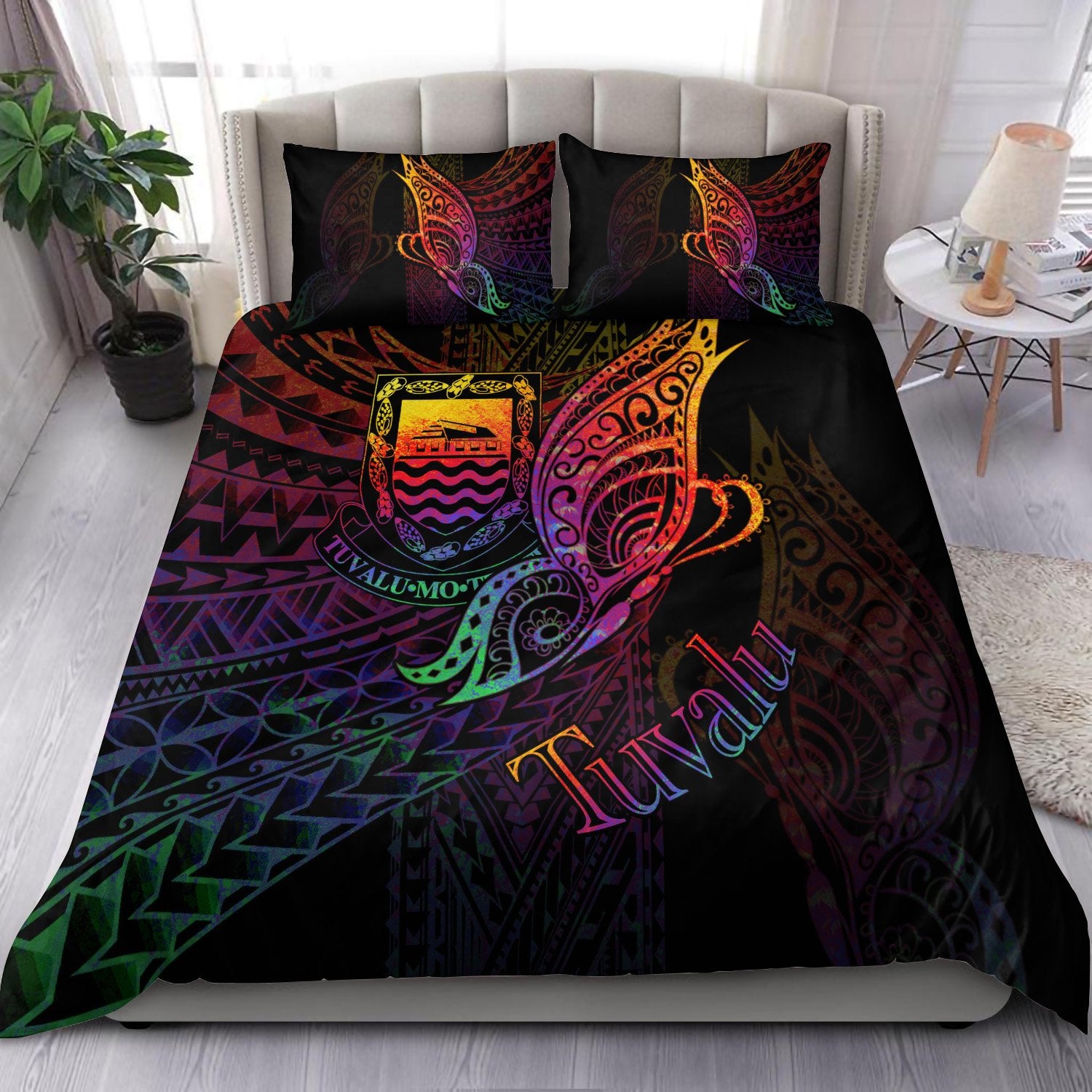 Tuvalu Bedding Set - Butterfly Polynesian Style Black - Polynesian Pride