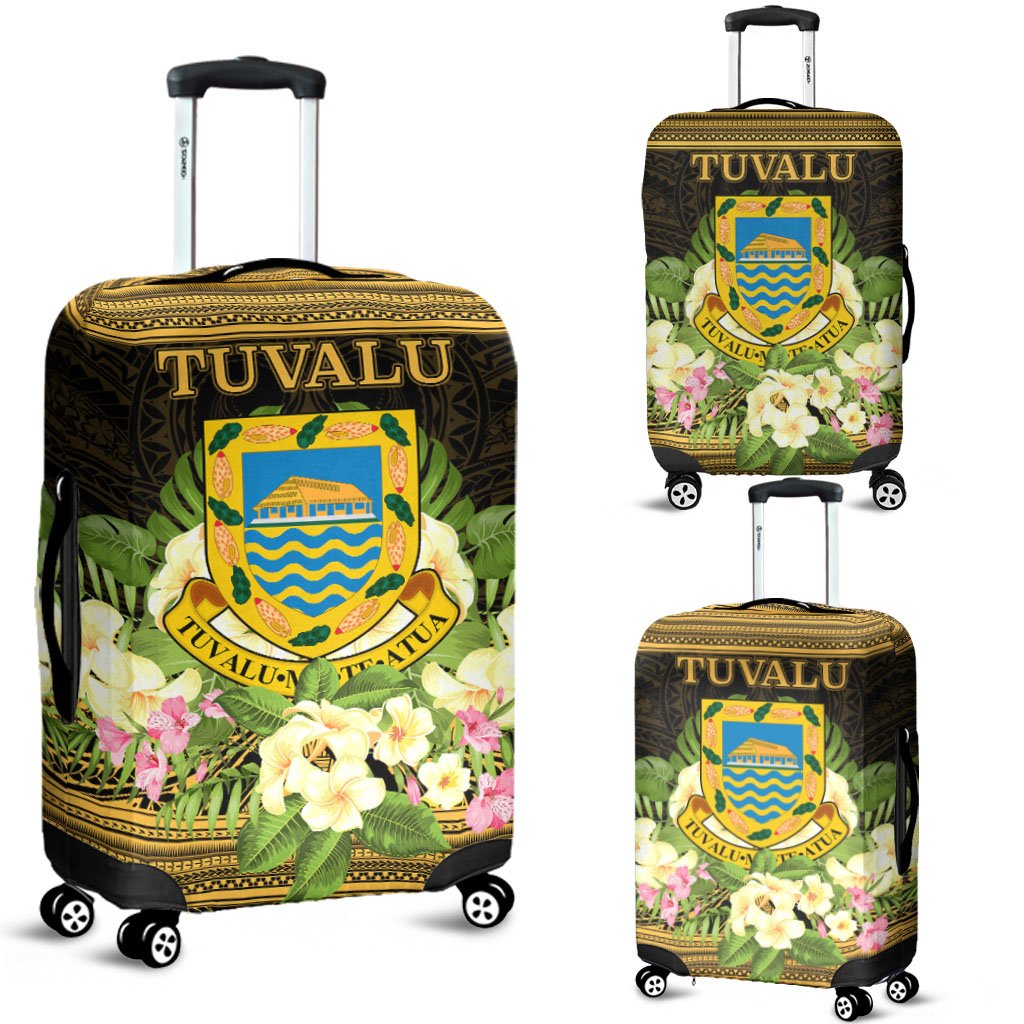 Tuvalu Luggage Covers - Polynesian Gold Patterns Collection Black - Polynesian Pride