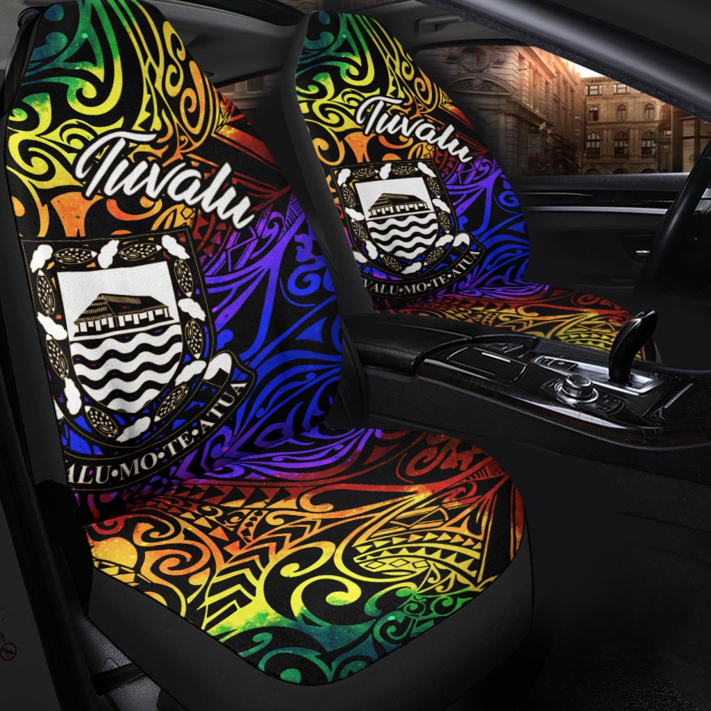 Tuvalu Car Seat Covers - Rainbow Polynesian Pattern - Polynesian Pride