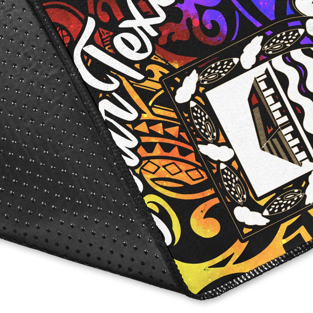 Tuvalu Custom Personalised Area Rug - Rainbow Polynesian Pattern - Polynesian Pride