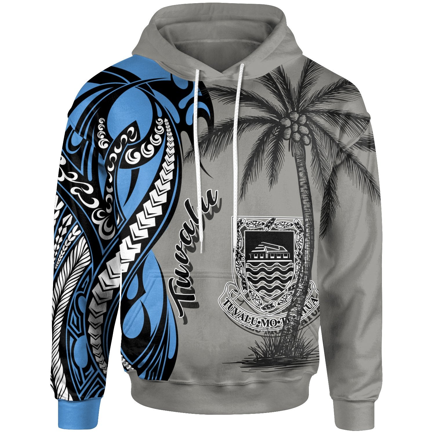 Tuvalu Hoodie Classical Coconut Tree Unisex Gray - Polynesian Pride