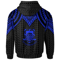 Tuvalu Custom Zip up Hoodie Polynesian Armor Style Blue - Polynesian Pride