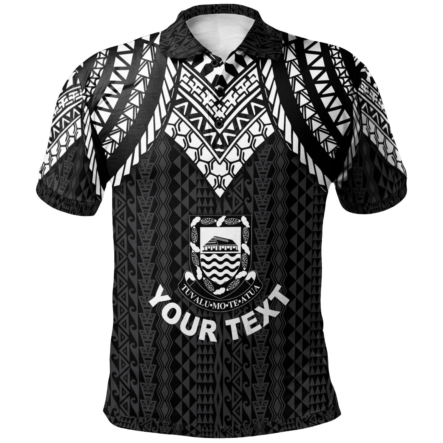 Tuvalu Custom Polo Shirt Polynesian Armor Style Black Unisex Black - Polynesian Pride