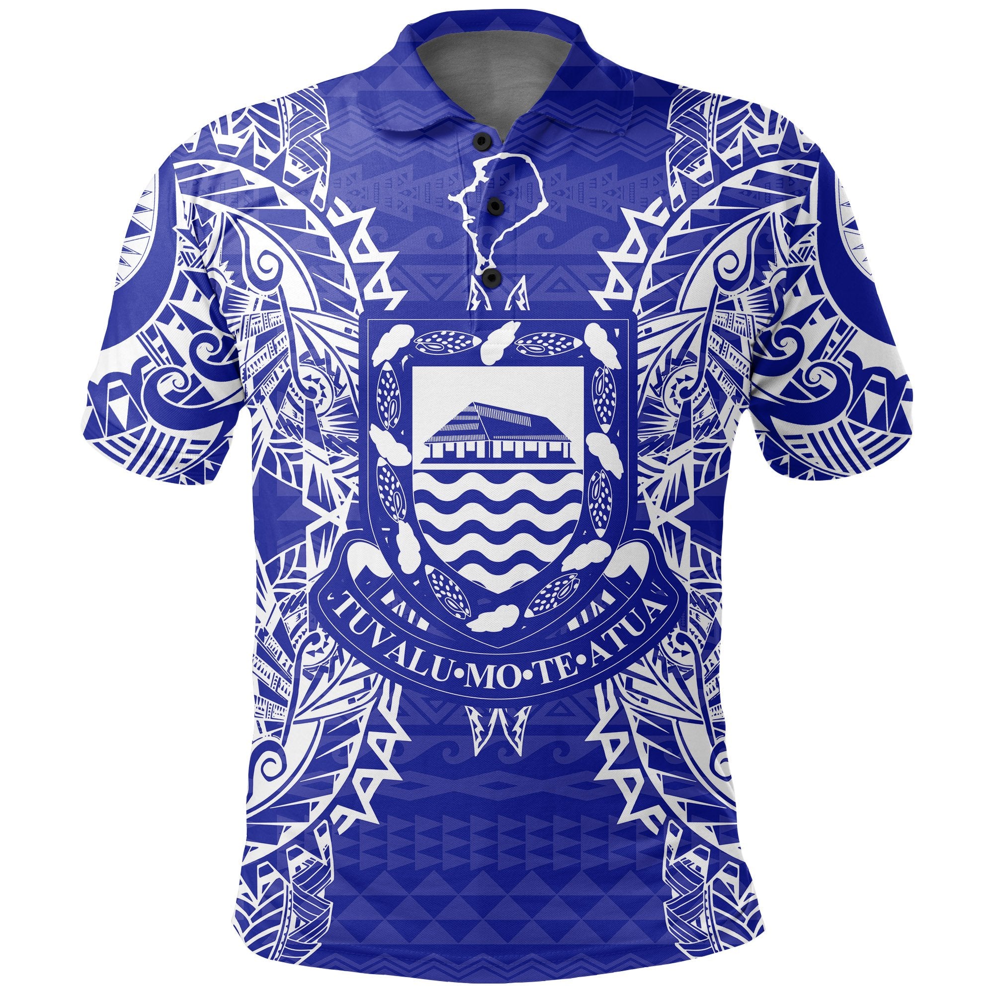 Tuvalu Polo Shirt Tuvalu Coat Of Arms Map Polynesian Tattoo Blue Unisex Blue - Polynesian Pride
