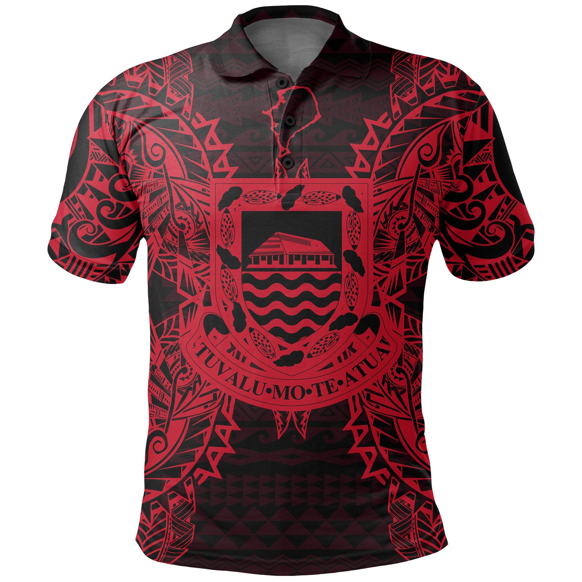 Tuvalu Polo Shirt Tuvalu Coat Of Arms Map Polynesian Tattoo Red Unisex Red - Polynesian Pride