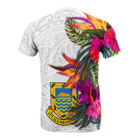 Tuvalu T Shirt Polynesian Hibiscus White Pattern - Polynesian Pride
