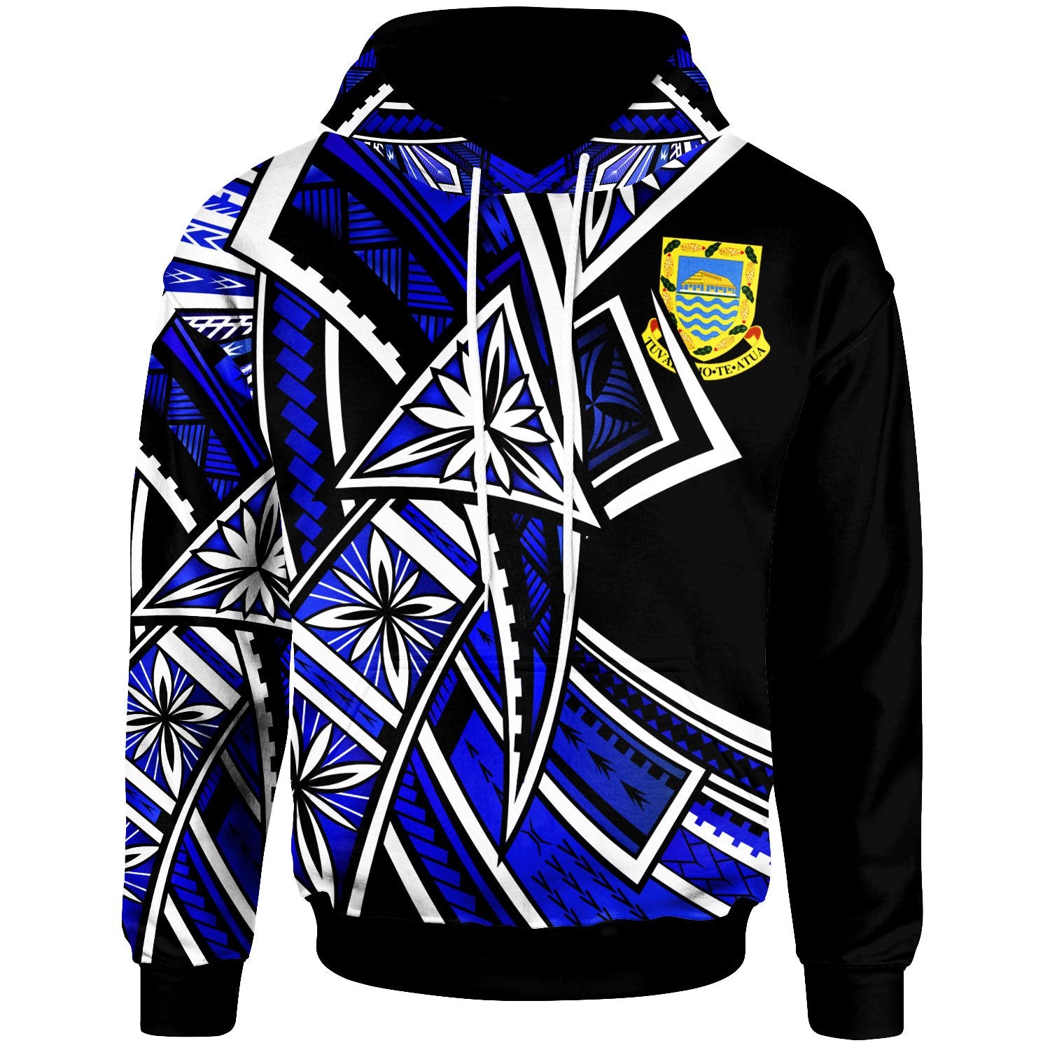 Tuvalu Hoodie Tribal Flower Special Pattern Blue Color Unisex Blue - Polynesian Pride