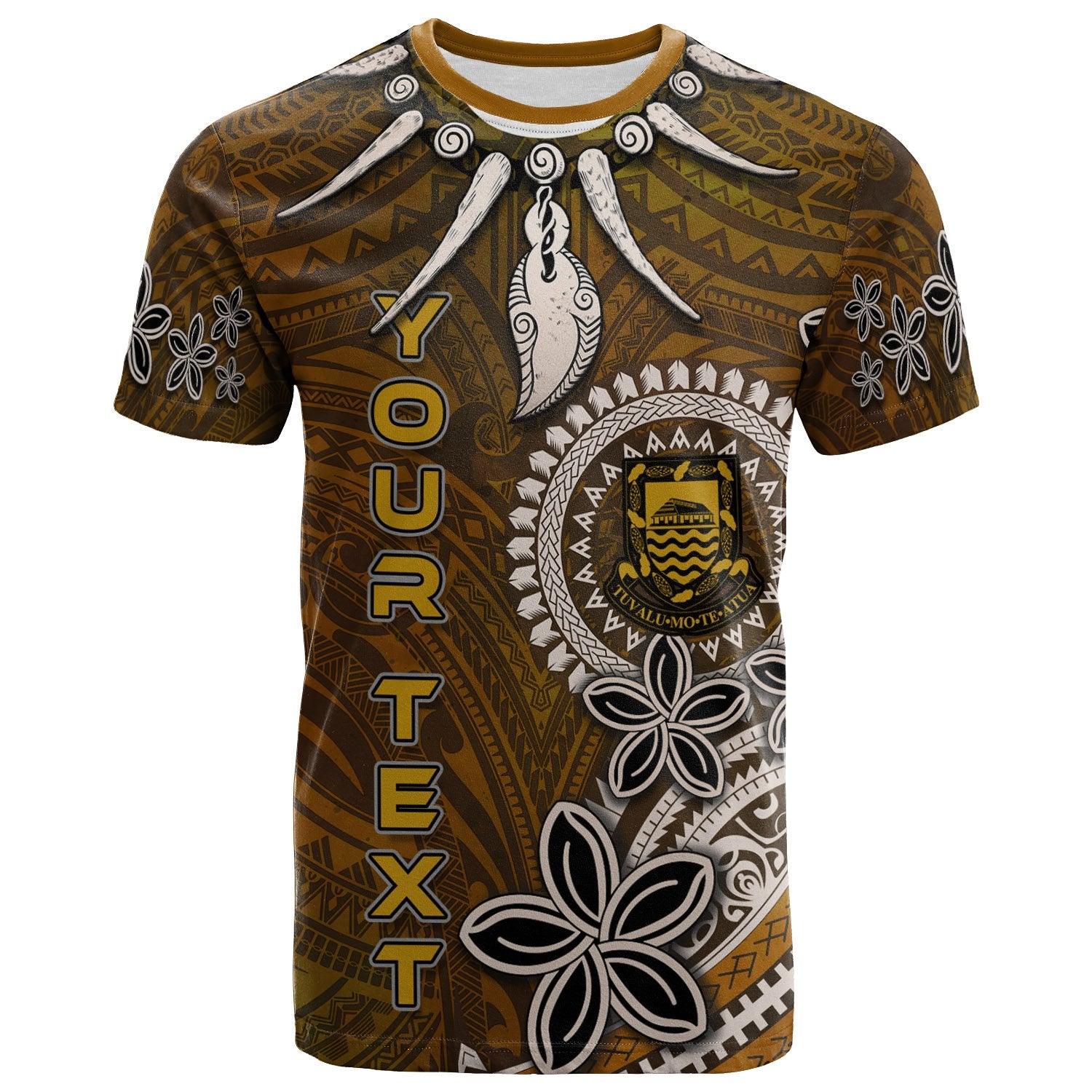 Tuvalu Custom T Shirt Polynesian Boar Tusk Unisex Brown - Polynesian Pride