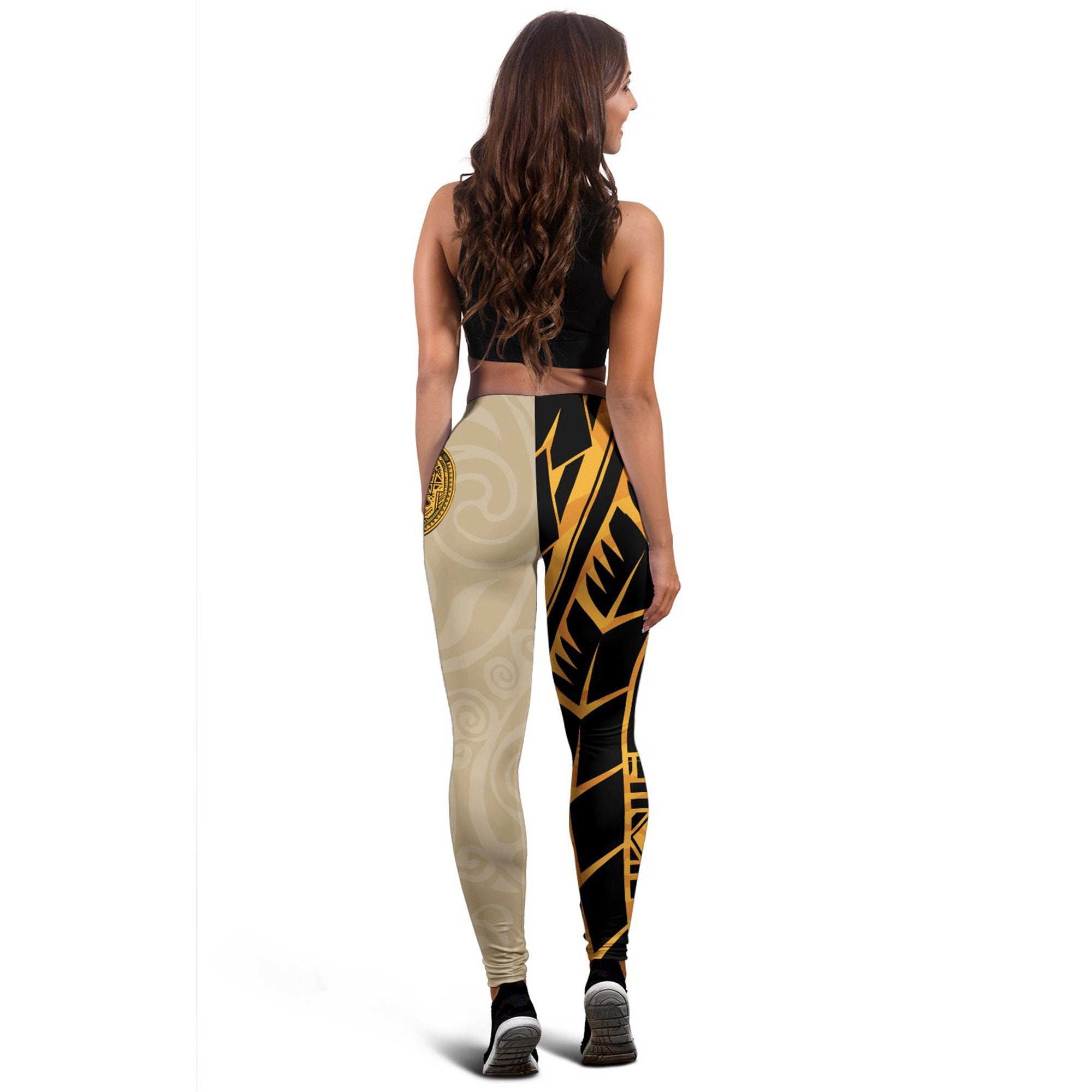 American Samoa Women's Leggings - Polynesian Wild Style Gold - Polynesian Pride