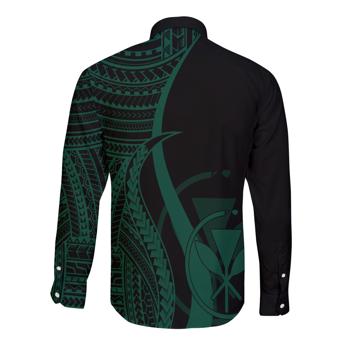 Hawaii Long Sleeves Button Shirts - Green Polynesian Tentacle Tribal Pattern LT7 - Polynesian Pride