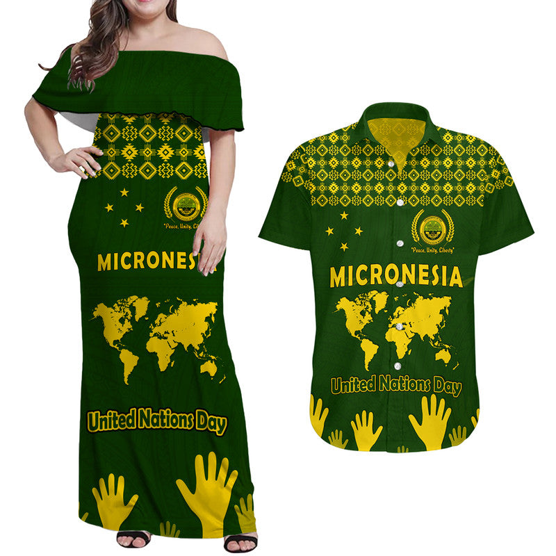 Federated States of Micronesia United Nations Day Matching Dress and Hawaiian Shirt Green Simple World Map Version LT9 Green - Polynesian Pride