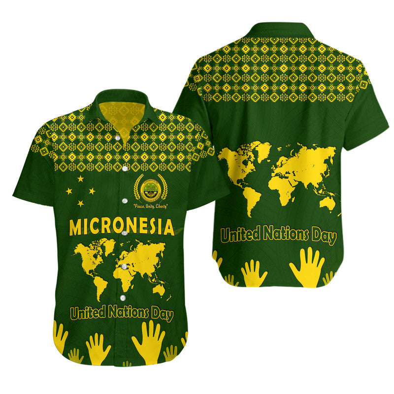 Federated States of Micronesia United Nations Day Hawaiian Shirt Green Simple World Map Version LT9 Green - Polynesian Pride