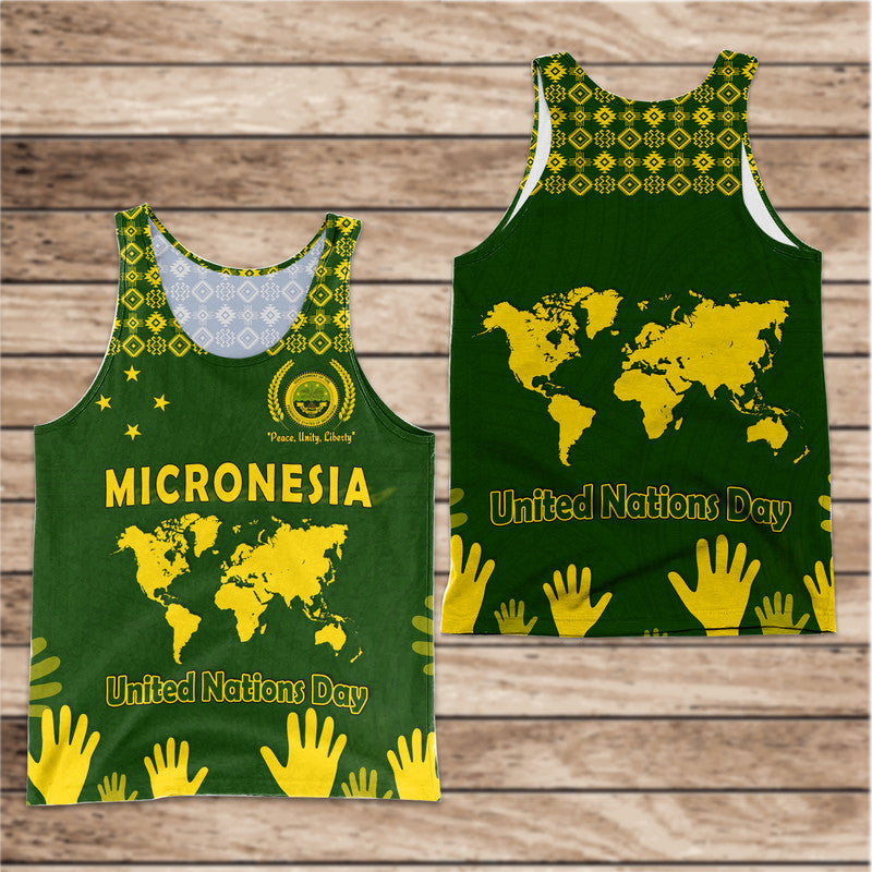 Federated States of Micronesia United Nations Day Men Tank Top Green Simple World Map Version LT9 Green - Polynesian Pride