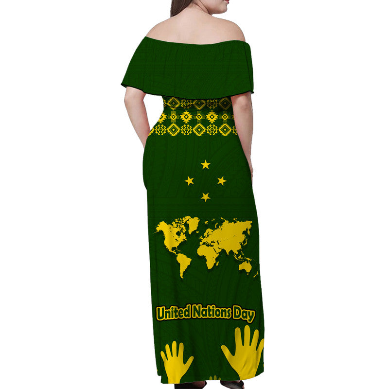 Federated States of Micronesia United Nations Day Matching Dress and Hawaiian Shirt Green Simple World Map Version LT9 - Polynesian Pride