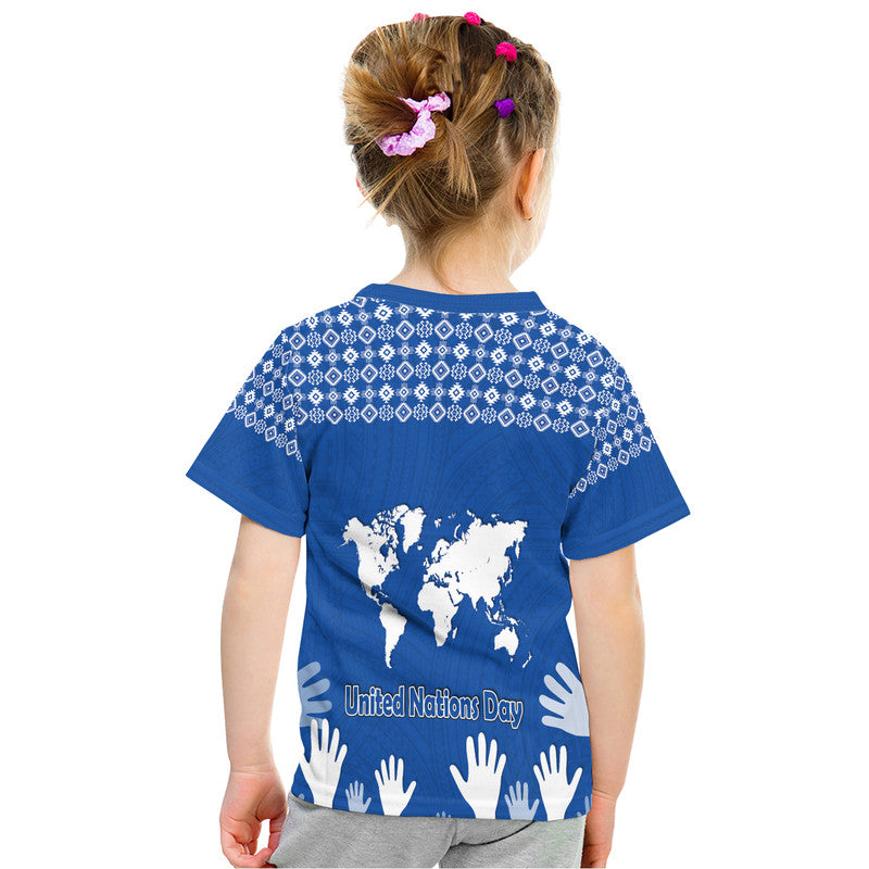 Federated States of Micronesia United Nations Day T Shirt Blue Simple World Map Version LT9 - Polynesian Pride