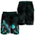 Marshall Islands Polynesian Men's Shorts - Turtle With Blooming Hibiscus Turquoise - Polynesian Pride