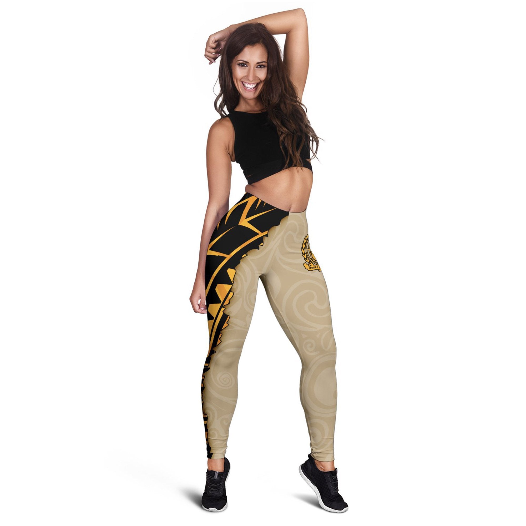 Samoa Women's Leggings - Polynesian Wild Style Gold - Polynesian Pride