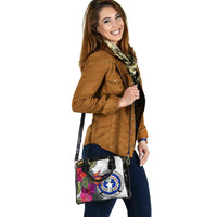 Northern Mariana Islands Shoulder Handbag Polynesian Hibiscus White Pattern - Polynesian Pride