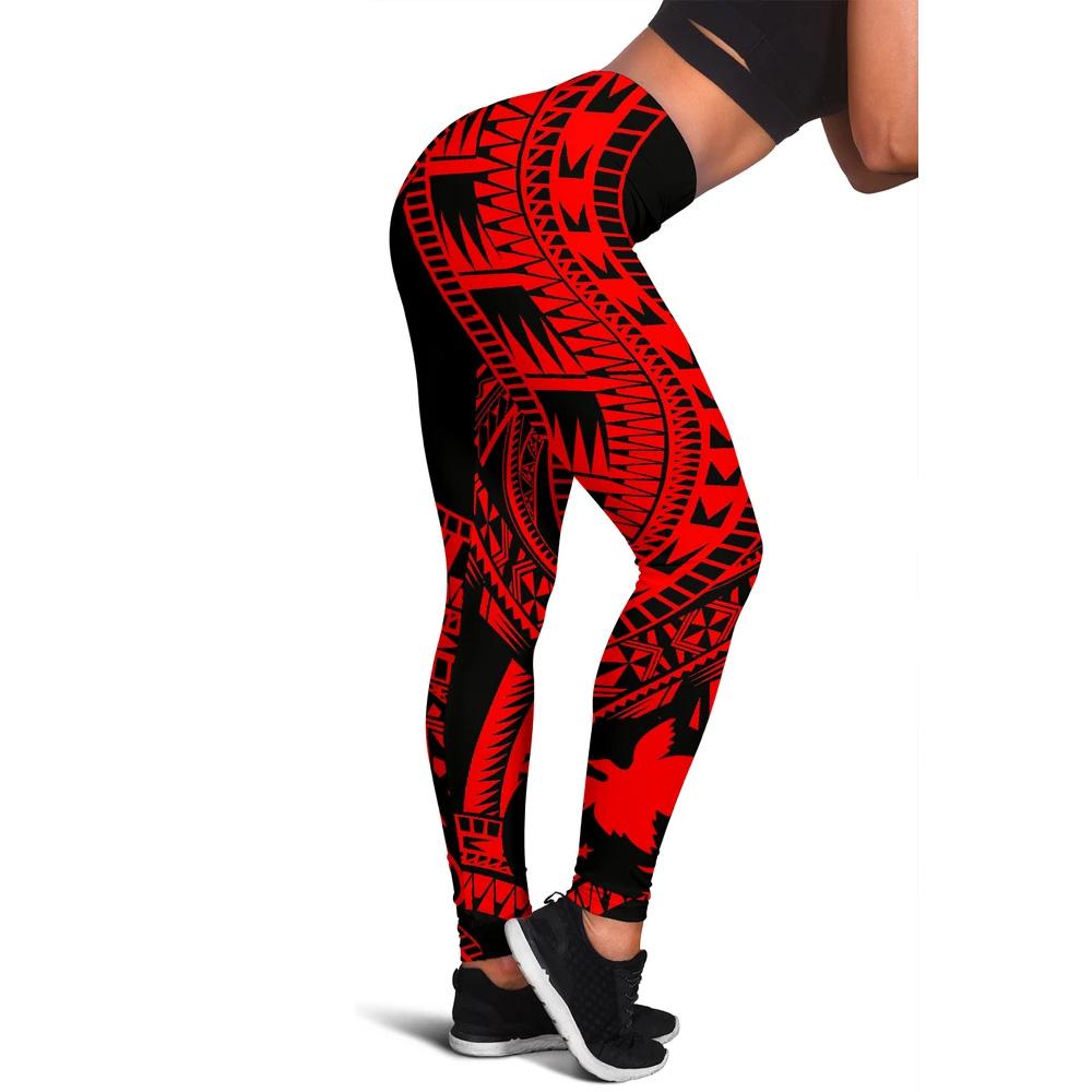 Papua New Guinea Women Leggings Polynesian Pattern Red Red - Polynesian Pride