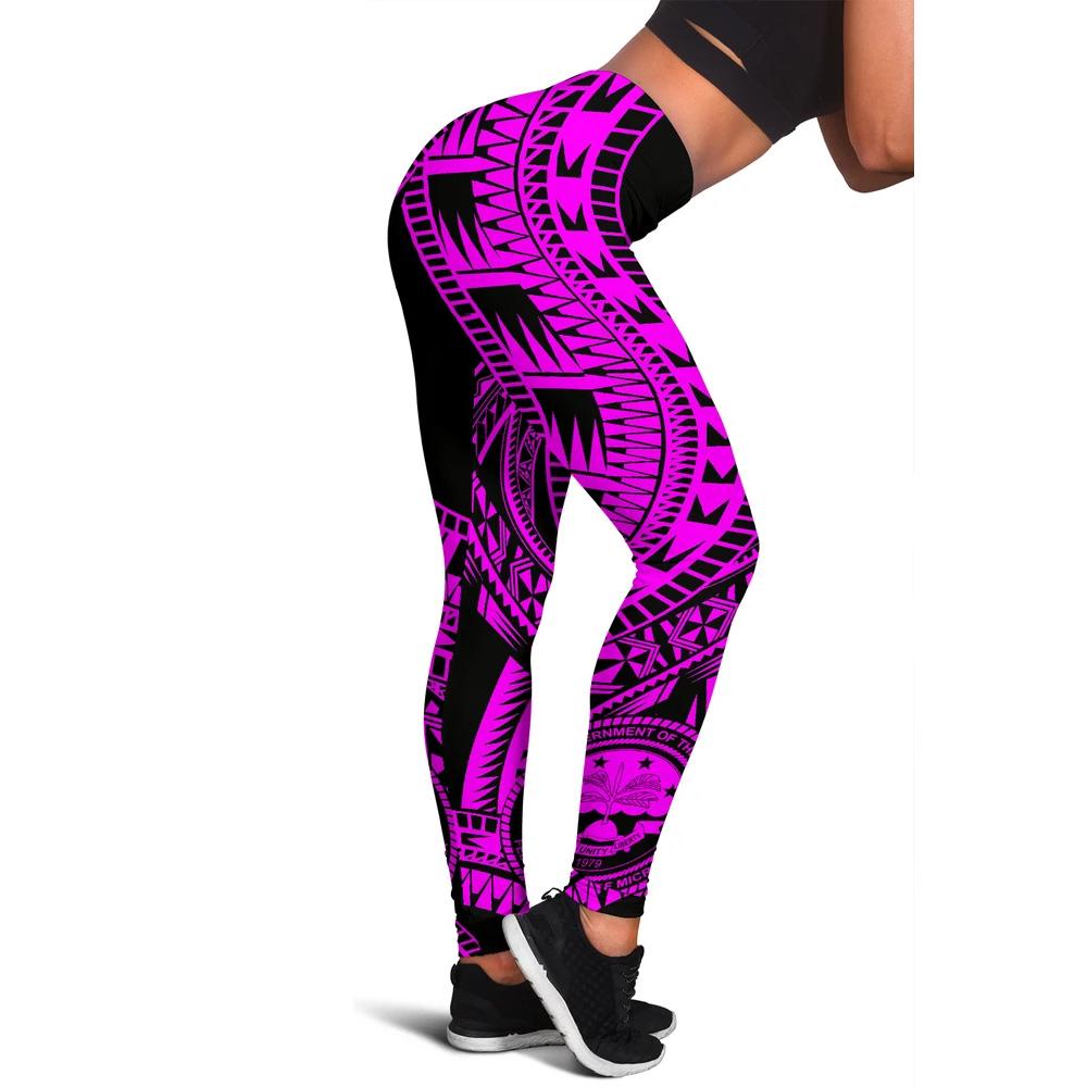 Federated States Of Micronesia Women Leggings Polynesian Pattern Pink Pink - Polynesian Pride