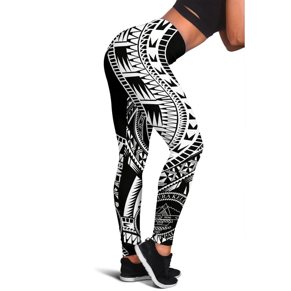 Palau Women Leggings Polynesian Pattern Black Black - Polynesian Pride