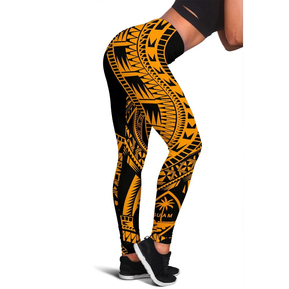 Guam Women Leggings Polynesian Pattern Gold Gold - Polynesian Pride