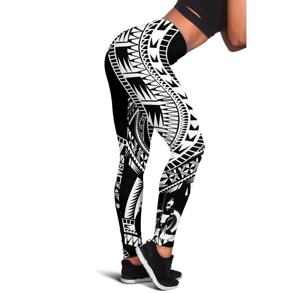 Vanuatu Women Leggings Polynesian Pattern Black Black - Polynesian Pride