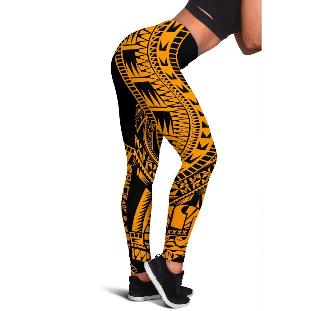 Tahiti Women Leggings Polynesian Pattern Gold Gold - Polynesian Pride