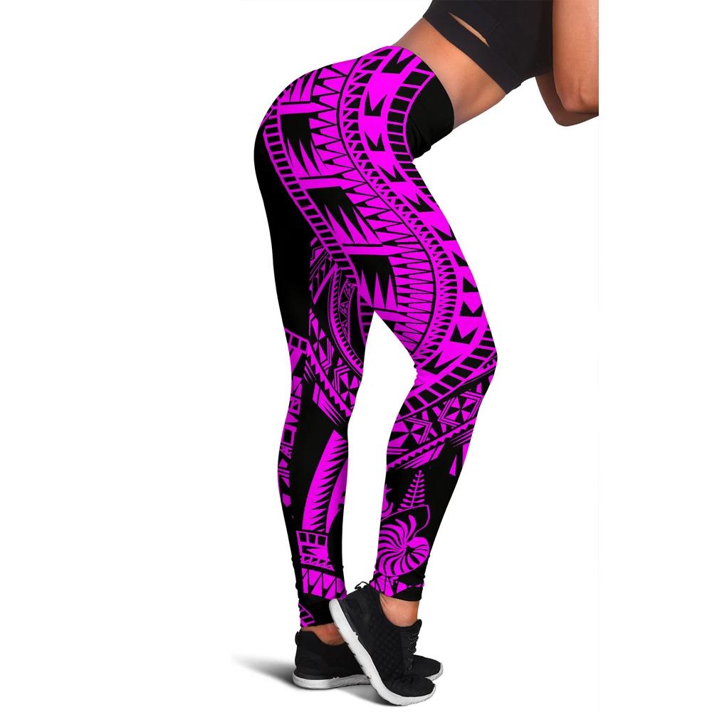 New Caledonia Women Leggings Polynesian Pattern Pink Pink - Polynesian Pride