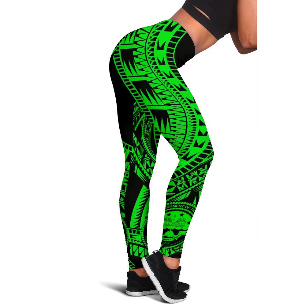 Federated States Of Micronesia Women Leggings Polynesian Pattern Green Green - Polynesian Pride