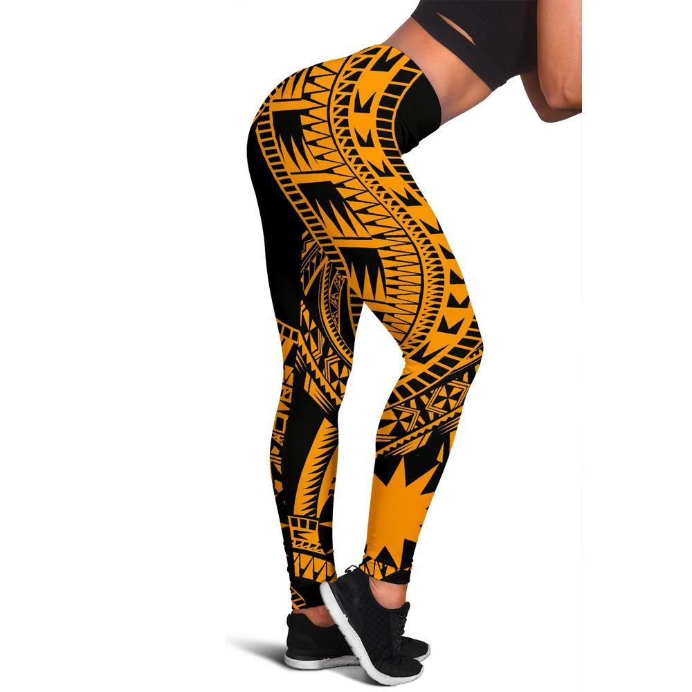 Nauru Women Leggings Polynesian Pattern Gold Gold - Polynesian Pride